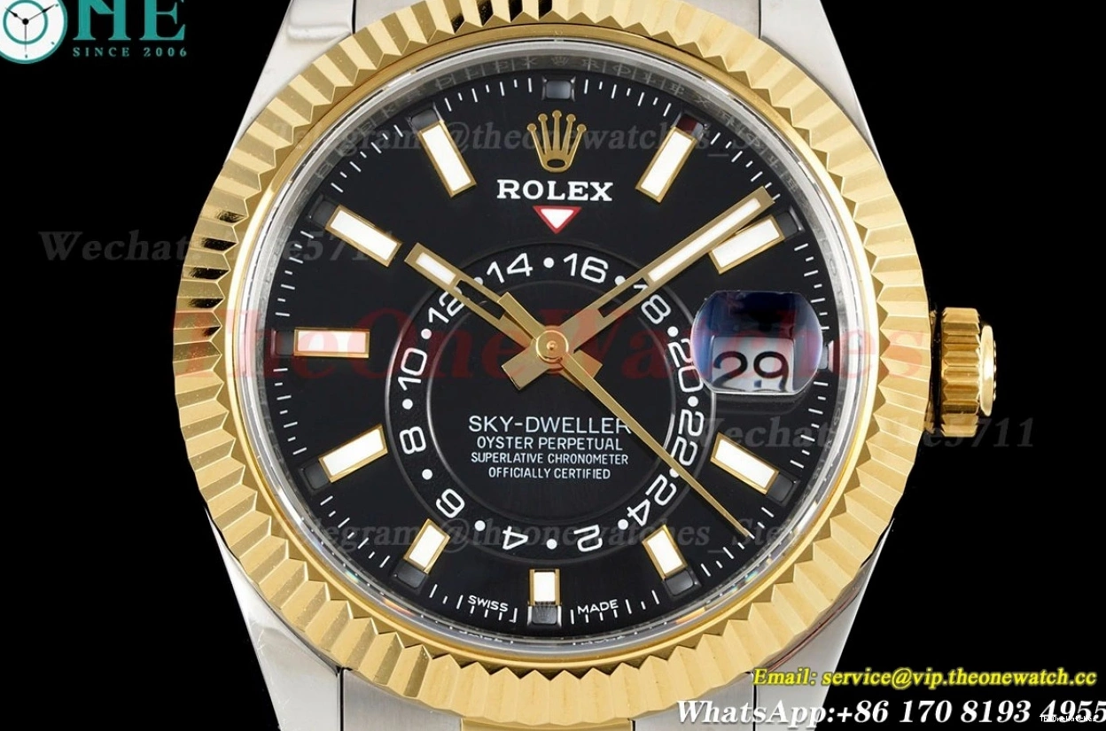 42mm SkyDweller A9001 326933  SS Oyster FNF Stk YG Black 0501